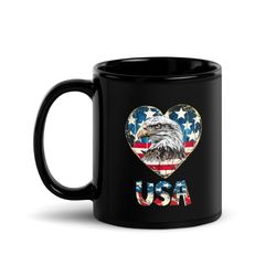 patriotic american eagle mug, i love usa mug, us independence day gift, american pride, american flag, stars and stripe