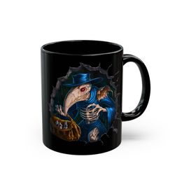 plague doctor mug, cool mug, coffee mug, black mug, tea mug, hot chocolate mug, gift for him, gift for her, 3d mug
