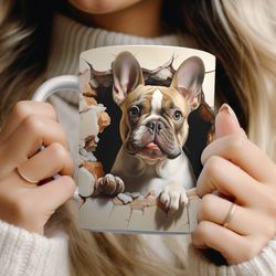 french bulldog 3d mug wrap png hole in wall 3d animal sublimation mug designs for 11oz & 15oz mug