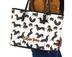 dachshund dog mom owner leather handbag - shoulder tote bag leather tote bag