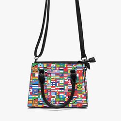 flags handbag, print, countries flags, world flag, design, nations, earth, coexist, flags