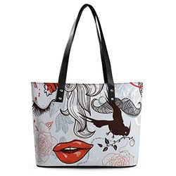 womens handbag rose flower bird leather tote bag top handle satchel bags for lady