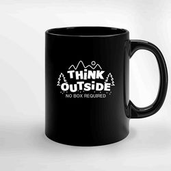 think outside no box required ceramic mug, funny coffee mug, custom coffee mug