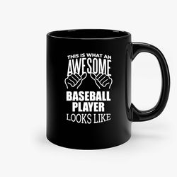 this is what an awesome baseball lover looks like ceramic mug, funny coffee mug, custom coffee mug