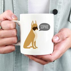 boxer mug, personalized name coffee mug, custom dog mug