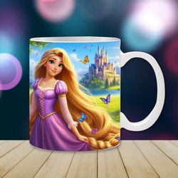 princess rapunzel mug wrap, 11oz & 15oz mug template, rapunzel mug sublimation design, mug wrap template