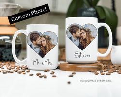 custom wedding mug, mr & mrs, personalized photo text coffee mug, wedding gift, anniversary gift, gift for newlyweds