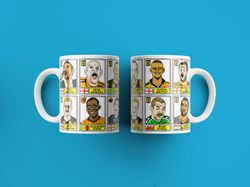 hull city vol 1 mug, set of two 11oz ceramic mugs with wonky panini sticker style, no score draws doodles of 24 mug