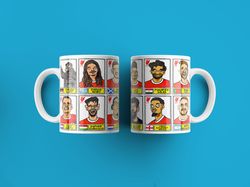 liverpool vol 5 23-24 klopp no score draws mug set, set of two 11oz ceramic mugs with 24 wonky panini sticker style mug