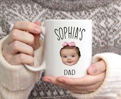 custom baby face mug, baby photo coffee mug, personalized baby photo mug, mug, for new dad, new fathers day gift