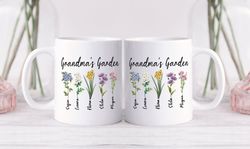 grandmas garden mug, grandmas garden birth flower mug, grandma gift, best grandma gift, grandma birthday