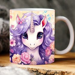 charming watercolor cute baby unicorn mug
