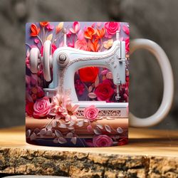 floral sewing machine mug