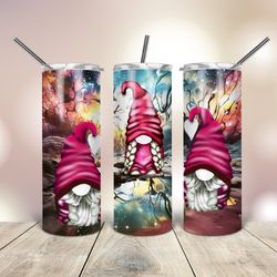 burgundy gnome tumbler 20 oz skinny, gift for lover, gift for her