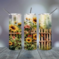 sunflower landscape tumbler  20 oz skinny, gift for lover, gift for her