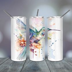 watercolor hummingbird tumbler 20 oz, gift for lover, gift for her