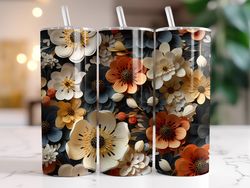 3d fall flower tumbler, 20 oz skinny tumbler, gift for lover, gift for her