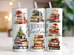 Christmas Bookish Tumbler, 20 oz Skinny Tumbler, Gift For Lover, Gift For Her