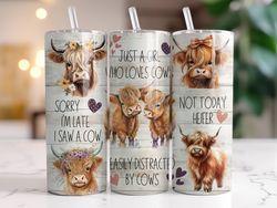 highland cows tumbler, 20 oz skinny tumbler, gift for lover, gift for her