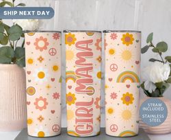 retro girl mama tumbler, floral mama tumbler, mothers day gift ideas