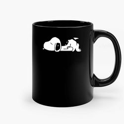 snoopy funny sleep black ceramic mug, funny gift mug, gift for her, gift for him