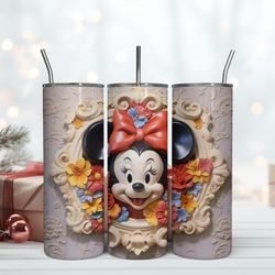 cartoon disney movie tumbler 20oz minnie head tumbler 20oz, birthday gift mug, skinny tumbler, gift for kids