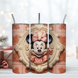 brown minnie disney skinny tumbler 20oz minnie tumbler, birthday gift mug, skinny tumbler, gift for kids