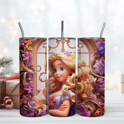 3d inflated tangled disney skinny tumbler, birthday gift mug, skinny tumbler, gift for kids