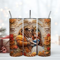 vintage beauty and the beast tumbler, birthday gift mug, skinny tumbler, gift for kids