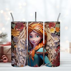 3d inflated anna frozen tumbler 20oz frozen 20oz, birthday gift mug, skinny tumbler, gift for kids, gift for lover