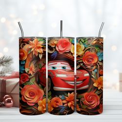 3d inflated car mc queen tumbler 20oz disney car tumbler 20oz, birthday gift mug, skinny tumbler, gift for kids