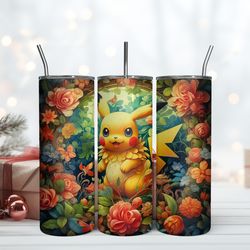 cartoon pokemon pikachu 20oz tumbler , birthday gift mug, skinny tumbler, gift for kids, gift for lover