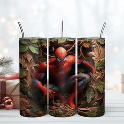 spider man sitting in the tree 3d tumbler 20oz spider man 20oz, birthday gift mug, skinny tumbler, gift for kids