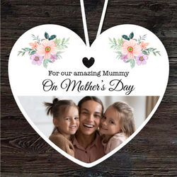 amazing mummy floral photo frame mothers day gift heart personalised ornament