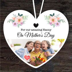 amazing nanny floral photo frame mothers day gift heart personalised ornament