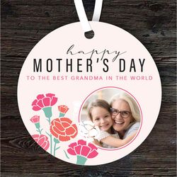 best grandma carnation flowers photo mothers day gift personalised ornament