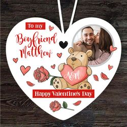 boyfriend bear valentines day photo gift heart personalised ornament