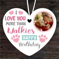 dog mum birthday gift walkies photo heart personalised ornament