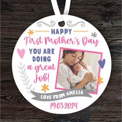 first mothers day gift mum photo round personalised ornament