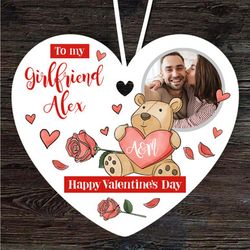 girlfriend bear valentines day photo gift heart personalised ornament