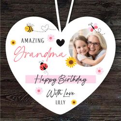 grandma cute insects photo frame birthday gift heart personalised ornament