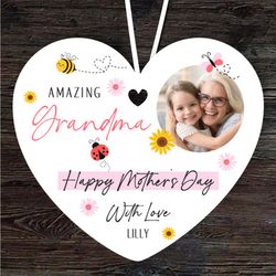 grandma cute insects photo frame mothers day gift heart personalised ornament