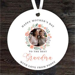 grandma mothers day gift round personalised ornament