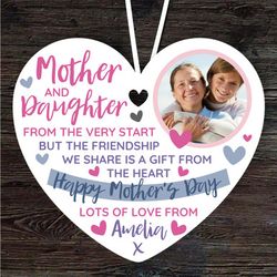 mother and daughter mothers day photo gift heart personalised ornament