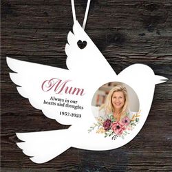 mum memorial floral circle photo keepsake gift bird personalised ornament