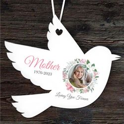 mother memorial pink circle photo frame keepsake gift bird personalised ornament