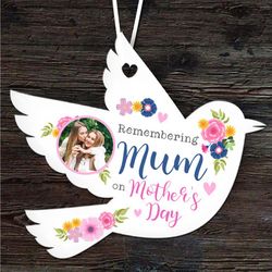 mum mothers day memorial keepsake gift bright flowers photo bird ornament