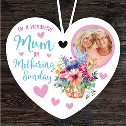 mum sunday flower photo mothers day gift heart personalised ornament