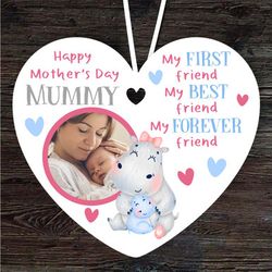 mummy hippo baby photo mothers day gift heart personalised ornament