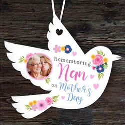 nan mothers day memorial keepsake gift bright flowers photo bird ornament